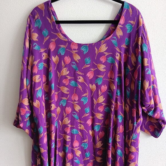 Plus Size Multicolored Tulip Purple Dress - Picture 2 of 2